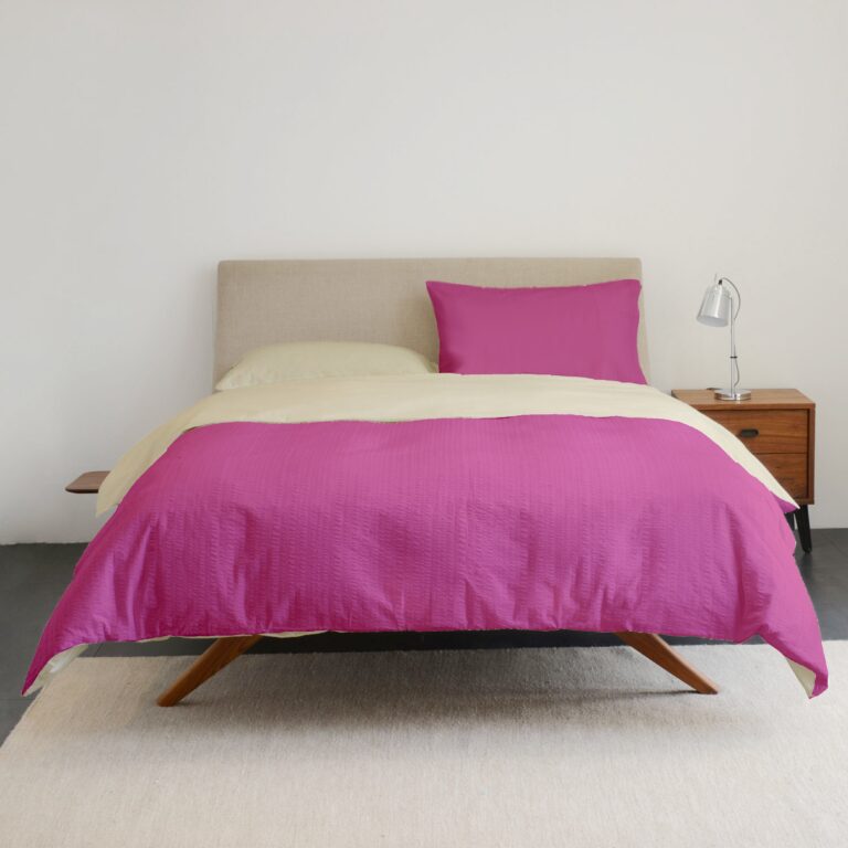 Lenjerie pat 100% bumbac Creponat, bicolor Rosebloom & Vanilla