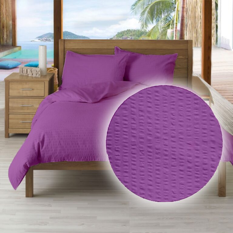 Lenjerie pat 100% bumbac Creponat, uni color Iris Orchid