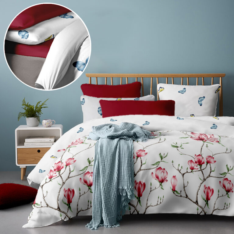 Lenjerie pat Crepe RIU Magnolia Tree 01 Chilly Pepper