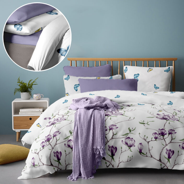 Lenjerie pat Renforce RIU Magnolia Tree 02 Lila