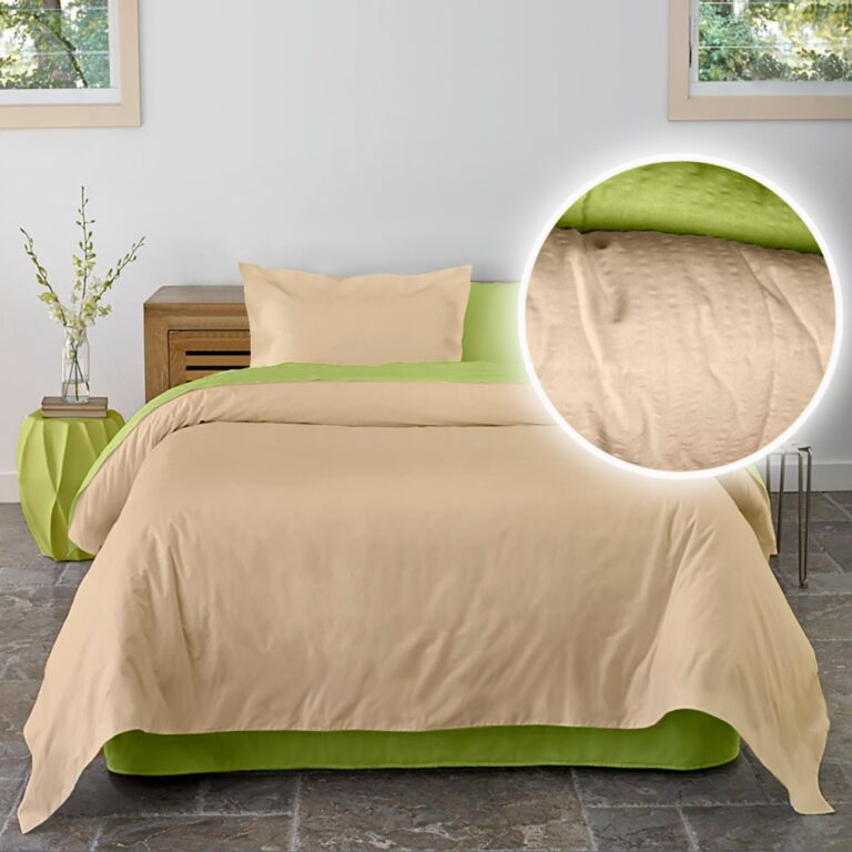 Lenjerie pat Crepe uni Lime & Honey Peach