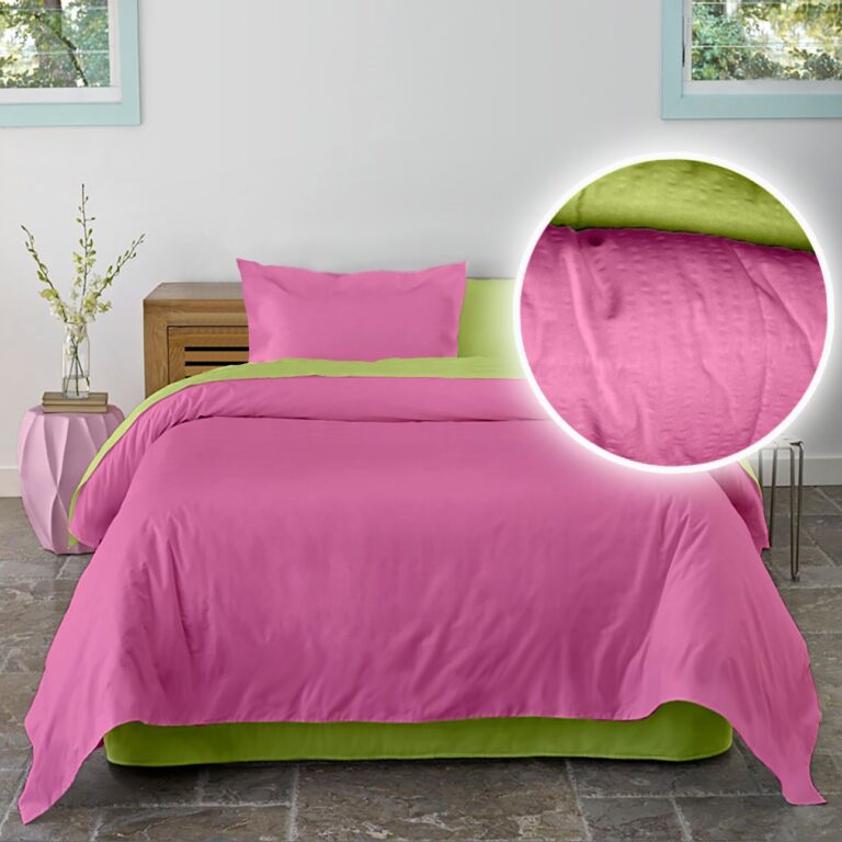 Lenjerie pat Crepe uni Lime & Rosebloom