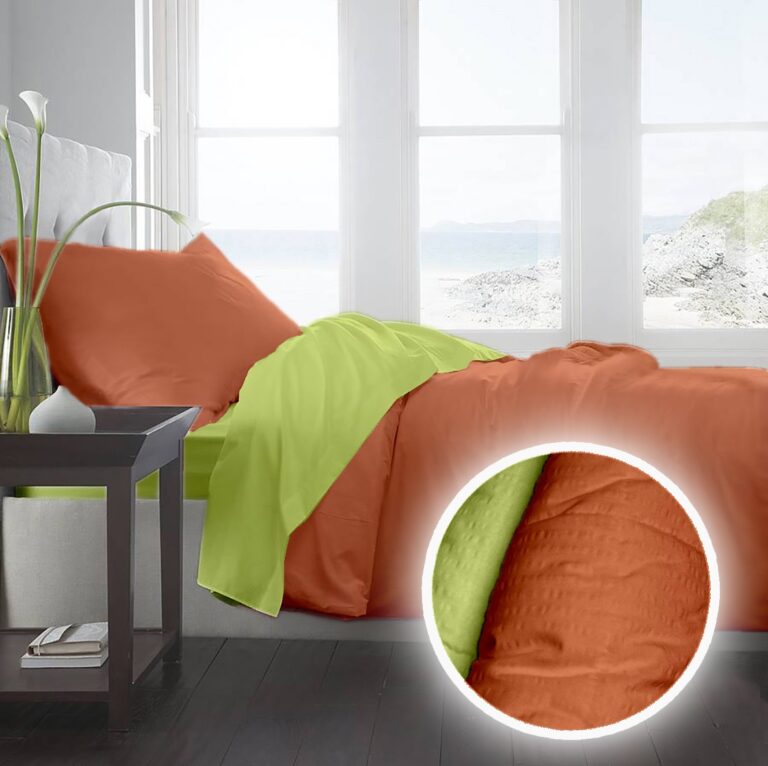 Lenjerie pat Crepe uni Lime & Pumpkin