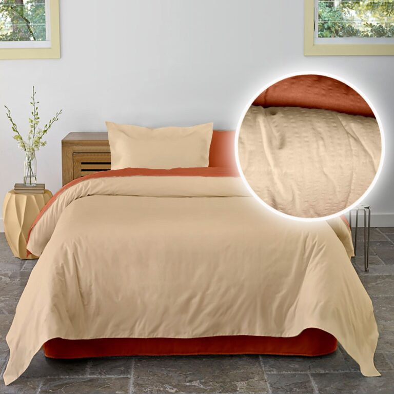 Lenjerie pat Crepe uni Pumpkin & Honey Peach