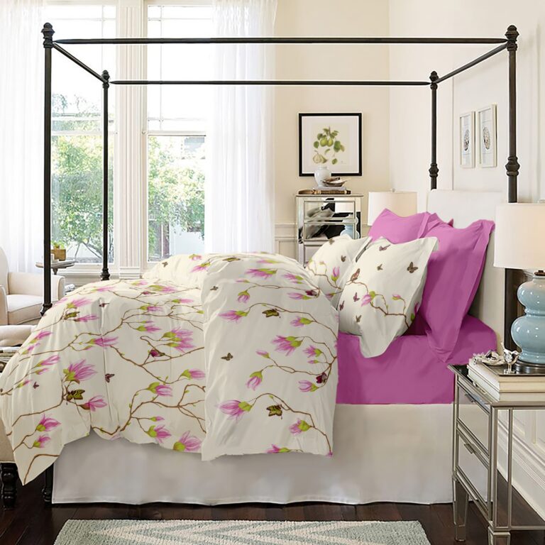 Lenjerie pat Renforce desen Magnolia v.1 Rosebloom