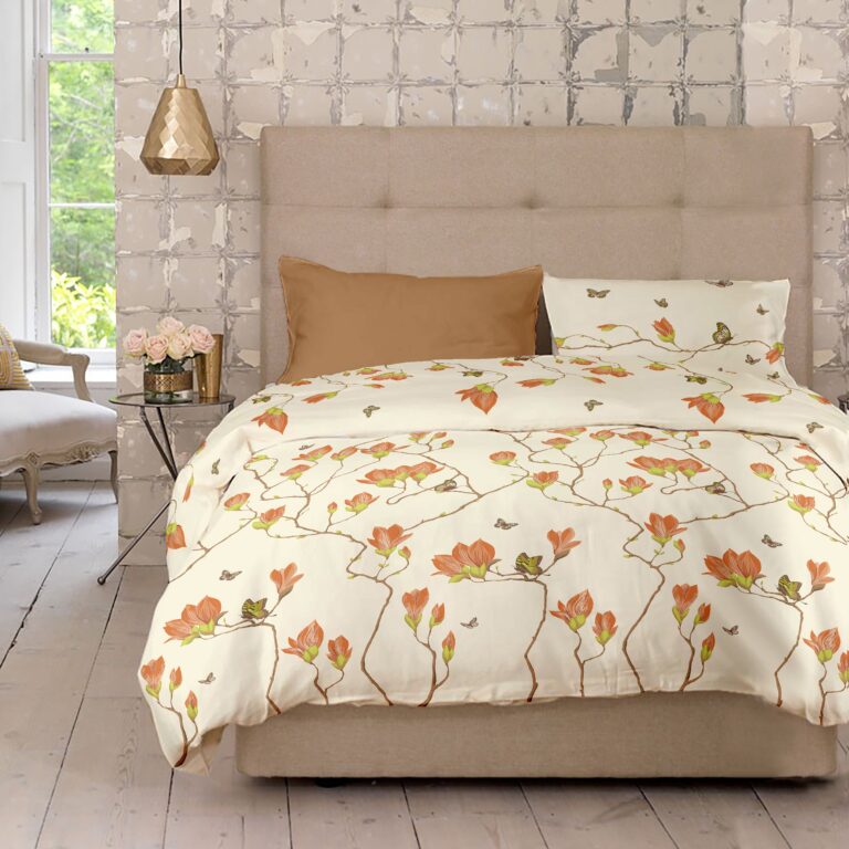 Lenjerie pat Renforce 100% bumbac, desen Magnolia v.2 Butterum