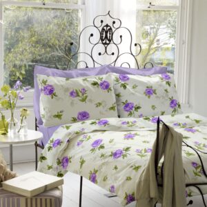 Lenjerie pat Renforce desen Roses 03+Lila