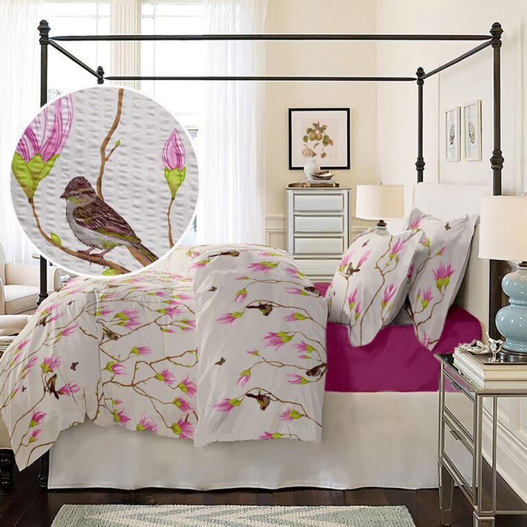 Lenjerie pat Crepe desen Magnolia Birds v.1