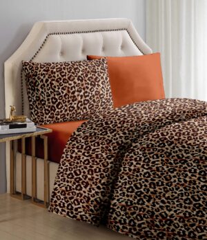 Lenjerie pat Renforce desen Leo & crem Vanilla