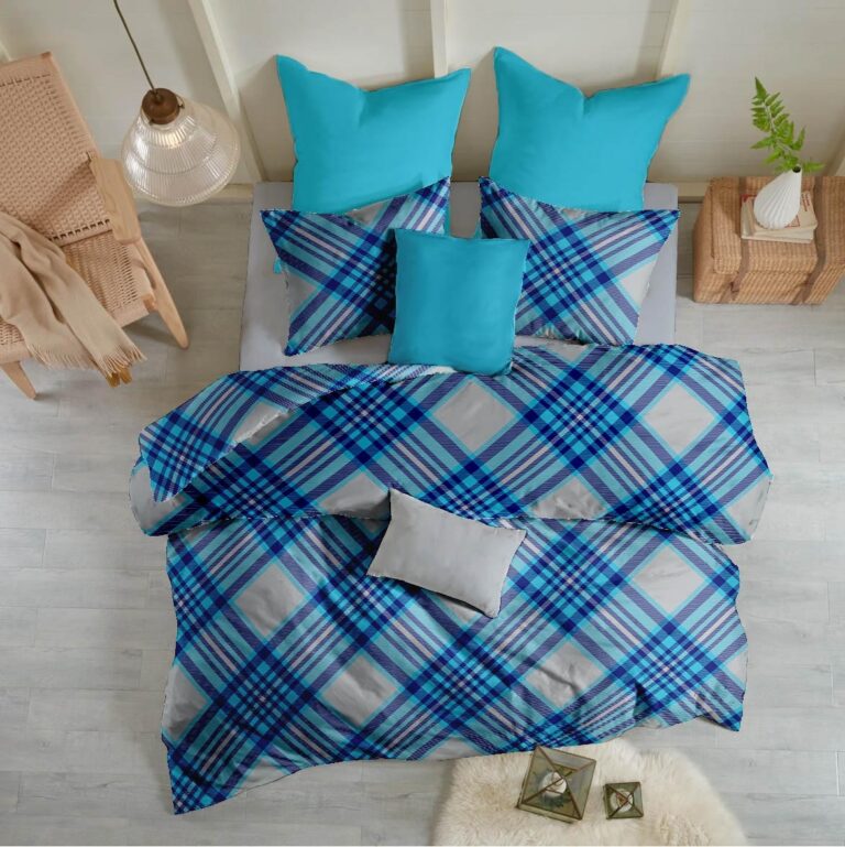 Lenjerie pat Crepe 100% bumbac, desen SCOTTISH V5, cod CIU