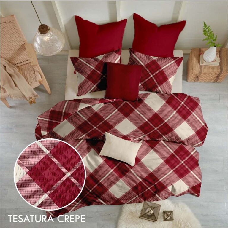 Lenjerie pat Crepe 100% bumbac, desen SCOTTISH V4, cod CIU