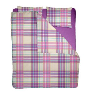 Lenjerie pat 100% bumbac Creponat, desen PLAID V2, cod CIU