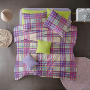 Lenjerie pat 100% bumbac Creponat, desen PLAID V2