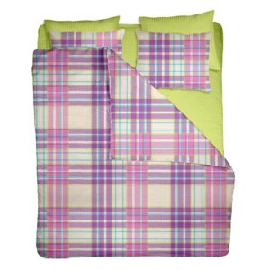 Lenjerie pat 100% bumbac Creponat, desen PLAID V2