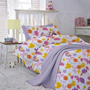 Lenjerie pat 100% bumbac Renforce, desen KINDERGARTEN PINK