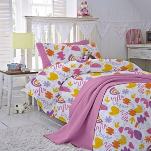 Lenjerie pat 100% bumbac Renforce, desen KINDERGARTEN PINK