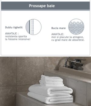 Set prosoape fata 100% bumbac 500gr/mp, model Bordura Patratele 50x90cm