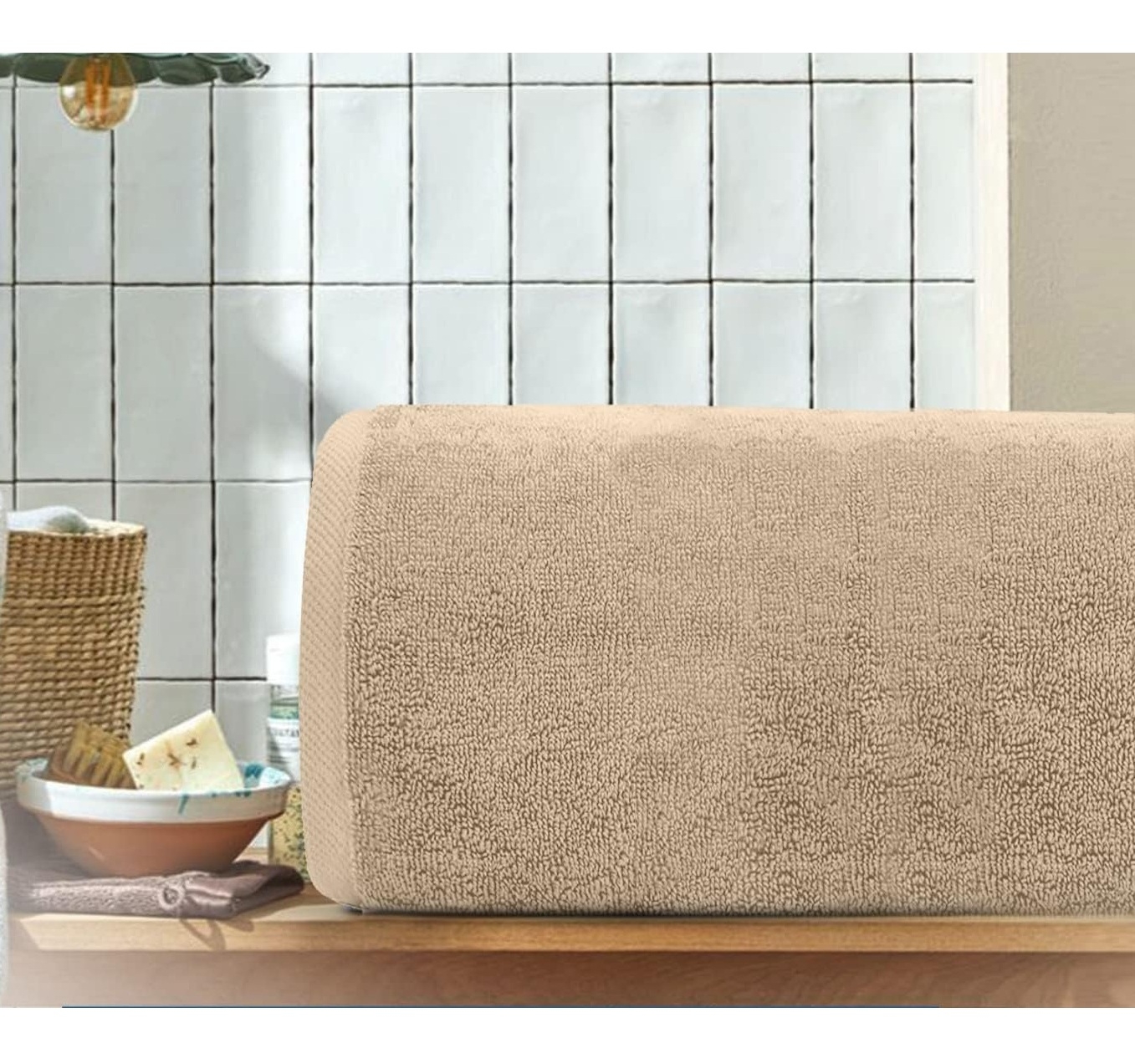 Prosop SPA 100% bumbac model Plain culoare SAND 75x170cm
