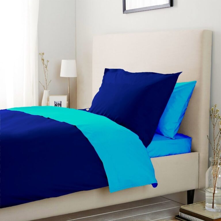 Lenjerie pat 100% bumbac Renforce bicolor Aquarius-Surf web