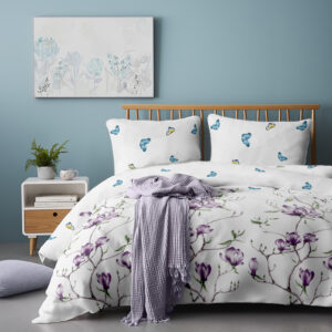 Lenjerie pat Renforce 100% bumbac desen Magnolia Tree 02 pentru pat dublu