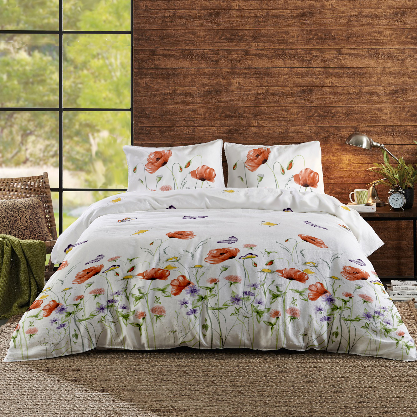 Lenjerie pat Renforce bumbac 100% desen Summer Shades 02 pentru pat dublu